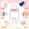 Costway Kids Vanity Table & Stool Set with Cute Polka Dot Print Tri-folding Mirror Drawer Pink&White/Light Pink&White/Pink&Black/Blue/Pink